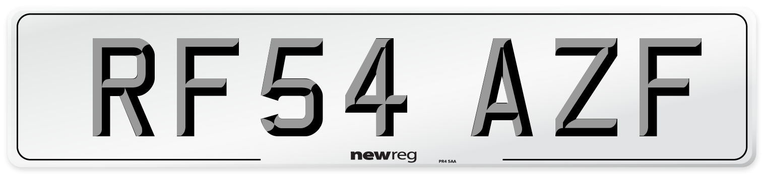 RF54 AZF Number Plate from New Reg
